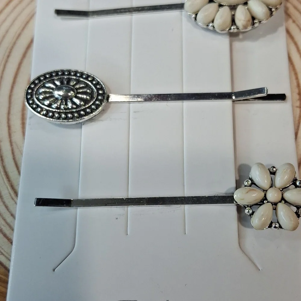 Cream & Silver Hair Pin Set - Picture 3 of 5